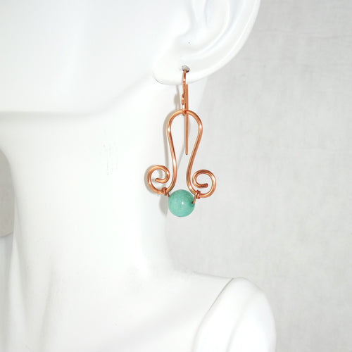 Copper Filigree Amazonite Earrings