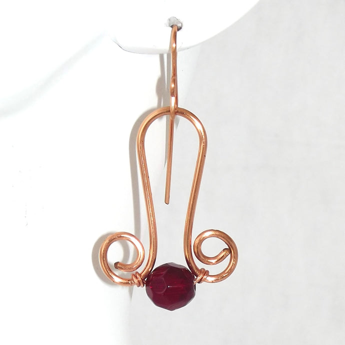 Copper Filigree Garnet Earrings