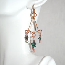 Load image into Gallery viewer, Malachite Chandelier Earrings