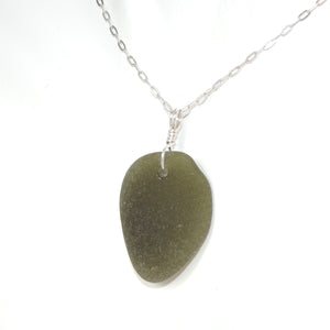 Deep Olive Seaglass Necklace