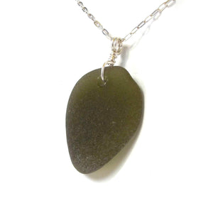 Deep Olive Seaglass Necklace