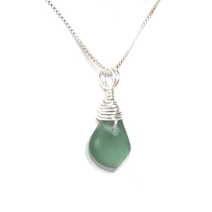 Tiny Teal Seaglass Necklace