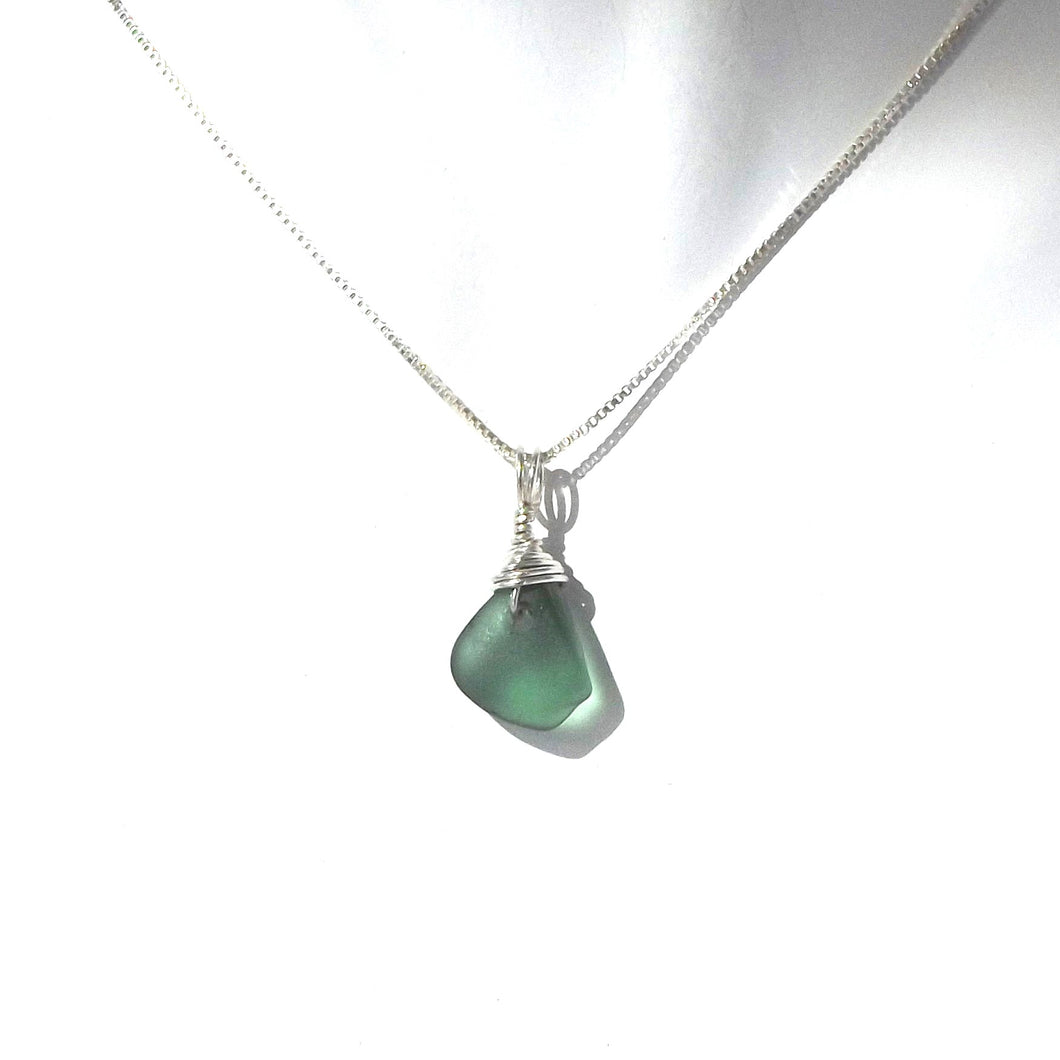 Tiny Teal Seaglass Necklace