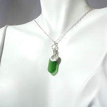 Load image into Gallery viewer, Emerald Green Seaglass &amp; Compass Necklace