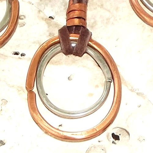 Copper 'n Stainless Steel Hammered Ovals Necklace