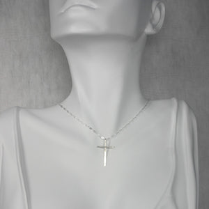 Fused Silver Cross Necklace