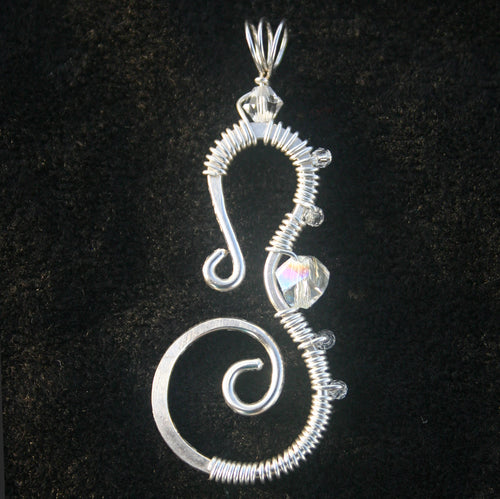 Seahorse - Sterling & Crystals (Medium)