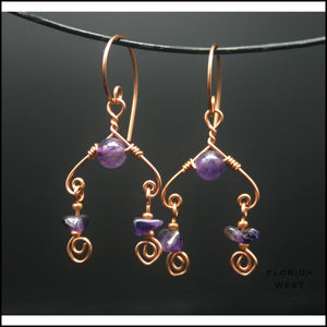 Amethyst Chandelier Earrings - Jewelry Hand Made