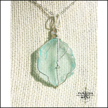 Load image into Gallery viewer, Aqua Sea Glass - Sterling Silver Wrap - Jewelry Hand Made