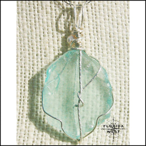 Aqua Sea Glass - Sterling Silver Wrap - Jewelry Hand Made