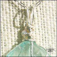 Load image into Gallery viewer, Aqua Sea Glass - Sterling Silver Wrap - Jewelry Hand Made