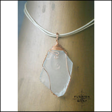 Load image into Gallery viewer, Clear Sea Glass - Copper Wire Wrap - Jewelry Hand Made