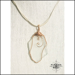 Clear Sea Glass - Copper Wire Wrap - Jewelry Hand Made