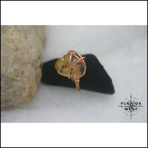 Copper & Amber Handmade Ring - Jewelry Hand Made