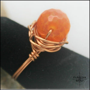 Copper and Agate Handmade Ring - Jewelry Hand Made