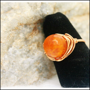 Copper and Agate Handmade Ring - Jewelry Hand Made