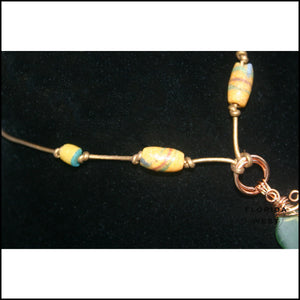 Sea Glass and Vintage African Krobo Trade Beads Necklace - Jewelry Hand Made