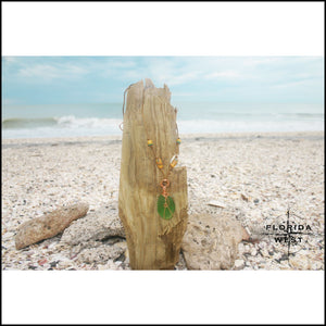 Sea Glass and Vintage African Krobo Trade Beads Necklace - Jewelry Hand Made