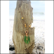 Load image into Gallery viewer, Sea Glass and Vintage African Krobo Trade Beads Necklace - Jewelry Hand Made