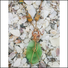 Load image into Gallery viewer, Sea Glass and Vintage African Krobo Trade Beads Necklace - Jewelry Hand Made